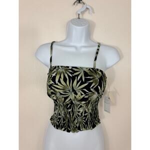 Volcom Smocked Palm Leaf Cami Tank Top XS NWT